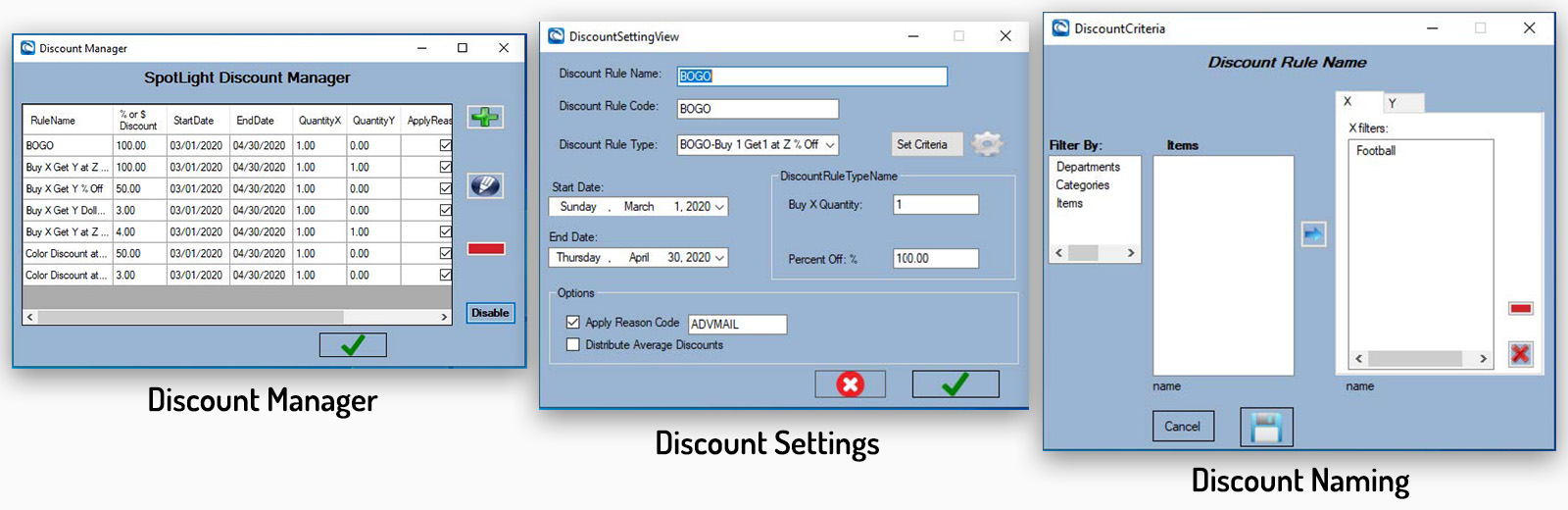 SpotLight for RMH - Discount Manager Screens